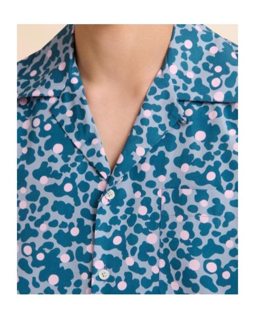 Marni Blue Vibrations Print Poplin Bowling Shirt for men