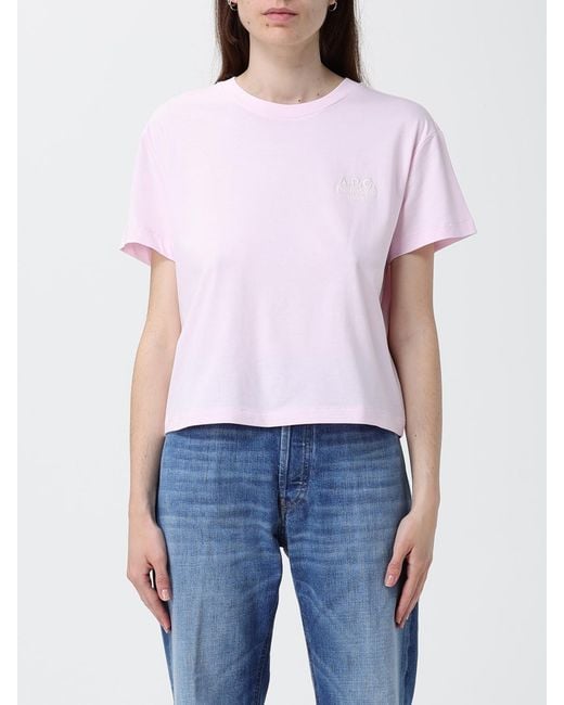 A.P.C. Pink Boxy Logo T-Shirt