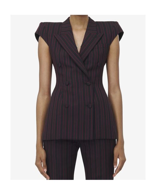 McQueen Black Wool Vest