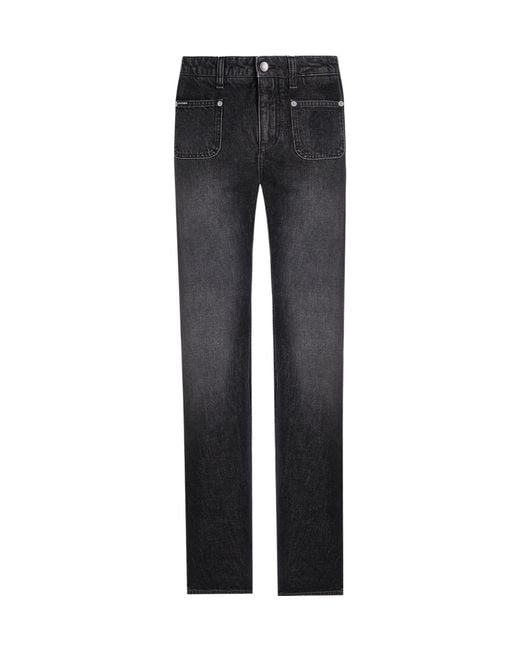 Dolce & Gabbana Gray Logo-Plaque Jeans