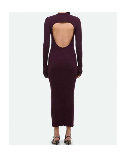 Helmut Lang Purple Long Sleeve Open Back Dress