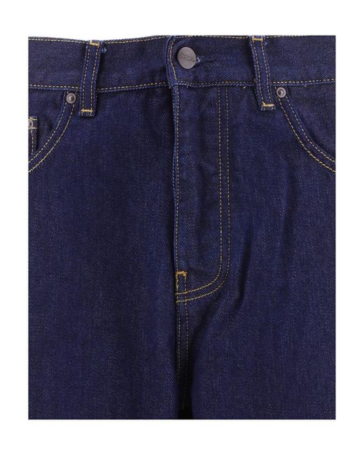 Carhartt Blue Newel Logo-Patch Straight-Leg Jeans for men