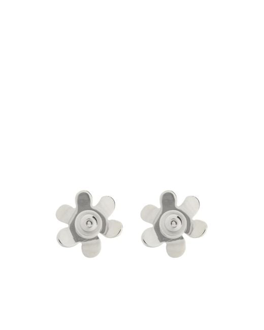 Marni Metallic Floral Motif Earrings