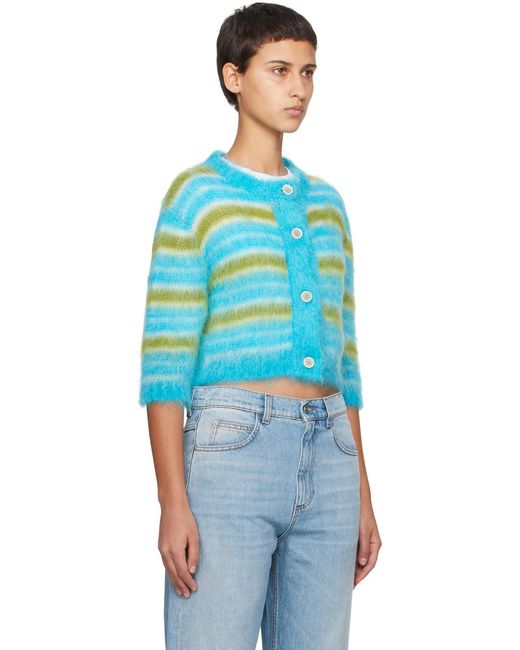 Marni Blue Striped Button Down Cardigan