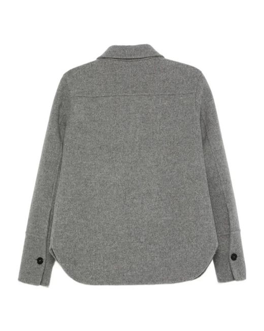 Jil Sander Gray Patch-Pocket Button-Front Jacket