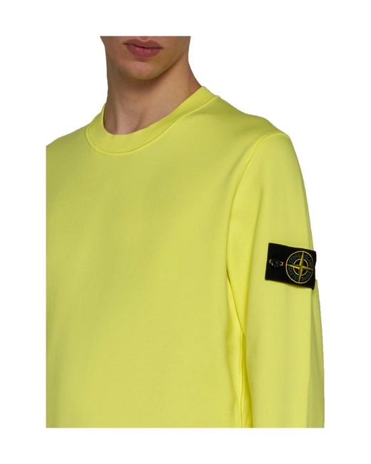 Stone Island Yellow Logo Patch Crewneck Sweatshirt for men