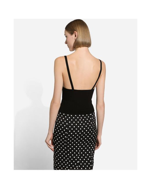 Dolce & Gabbana Black Viscose-Knit Vest Top