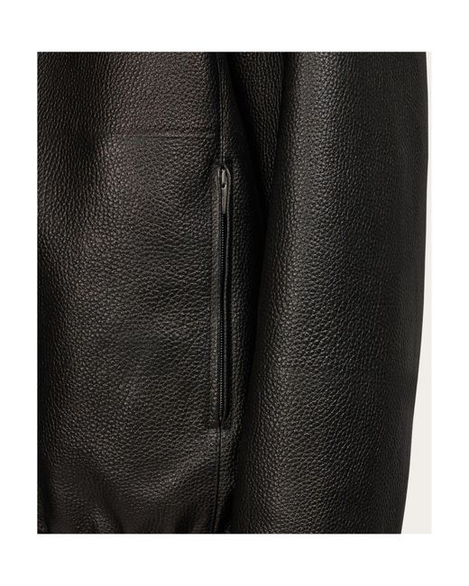 Ferragamo Black Ferragamo Zip-Up Leather Jacket for men