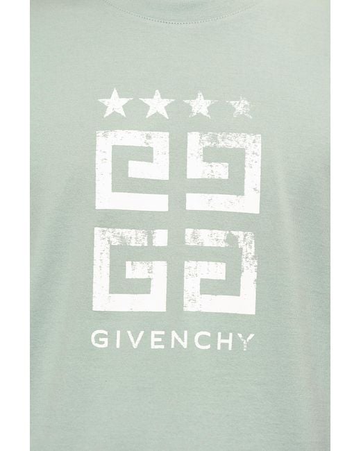 Givenchy Blue Faded 4G Logo Printed Crewneck T-Shirt for men