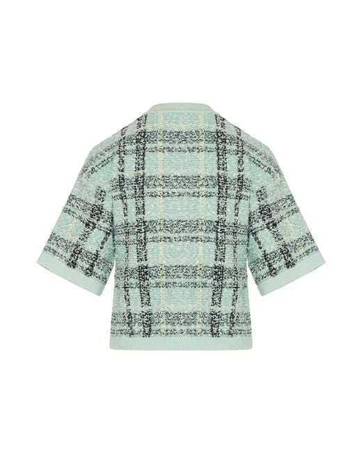 Balmain Blue Checked Button-Up Cardigan