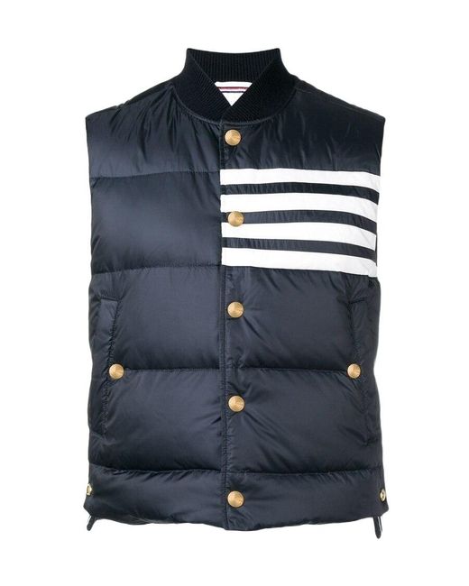 Thom Browne Blue 4-Bar Down Gilet for men
