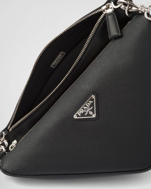 Prada Black Saffiano Leather And Leather Shoulder Bag for men