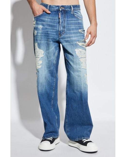 DSquared² Blue Loose-Firt Distressed Jeans for men