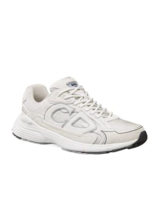 Dior White Homme B30 Logo Patch Lace-Up Sneakers for men