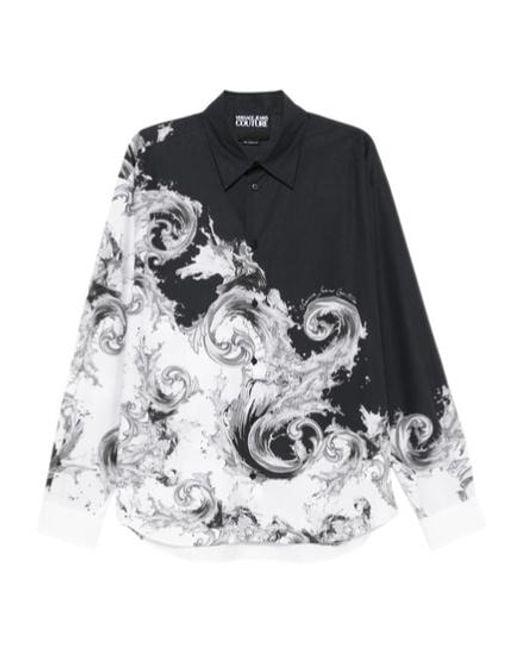 Versace Black Barocco-Print Shirt for men