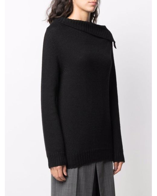 Ann Demeulemeester Black Asymmetrical Cowl-Neck Jumper
