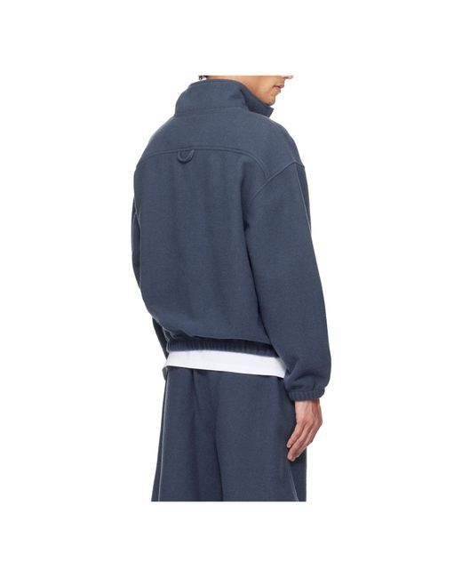 Rier Blue Wool Half-Zip Sweatshirt for men