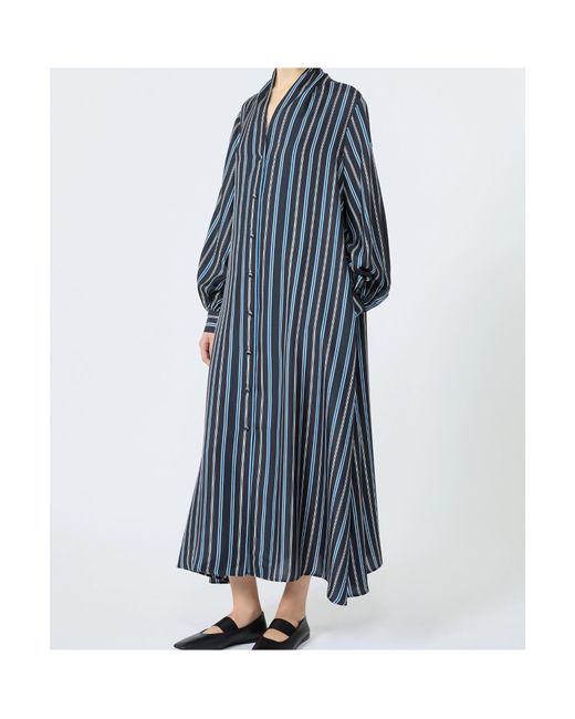 Max Mara Blue Printed Twill Shirt Dress