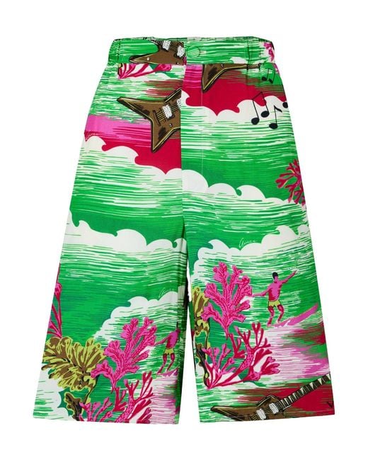 Gucci Green Simple Printed Shorts