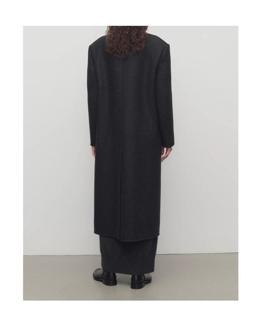 The Row Black Hariet Double-Breasted Mid-Length Coat