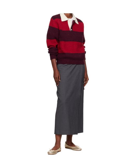 DUNST Red Ribbed Striped Polo Knitwear