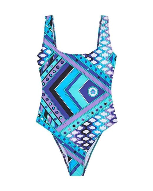 Emilio Pucci Blue Pucci Vivara Cutout One-Piece Swimsuit