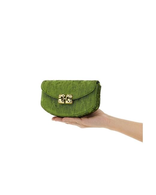 Ganni Green Lulu Velvet Moire Chain Wallet