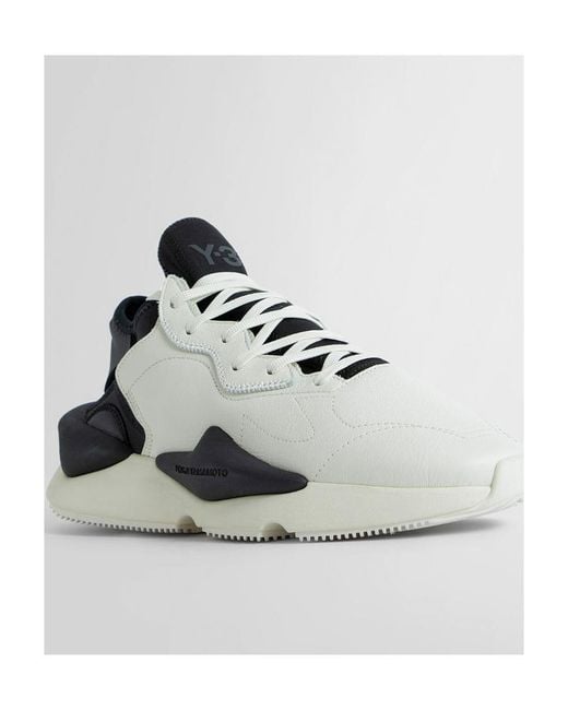 Y-3 White Kaiwa Panelled Leather Sneakers for men