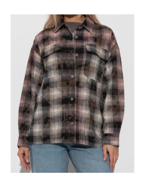 Palm Angels Brown Curved Logo Coated Checkshirt