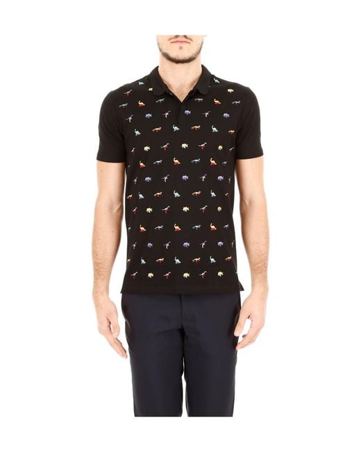 Lanvin Black Short Sleeve Polo Shirt for men