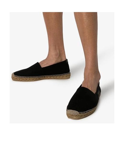 Saint Laurent Black Logo Embroidered Slip-On Espadrilles for men