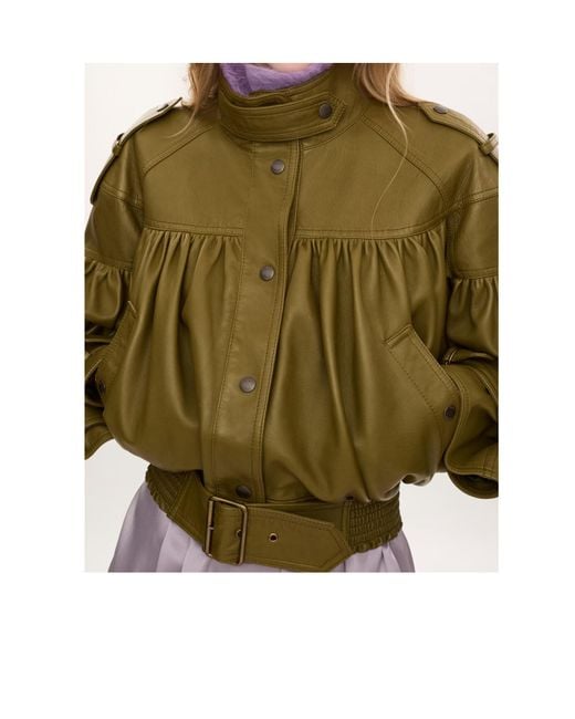 Chloé Green Chloé Gathered Belted Jacket