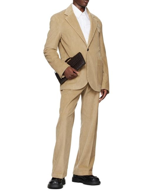 Bottega Veneta Natural Single Breasted Corduroy Jacket for men
