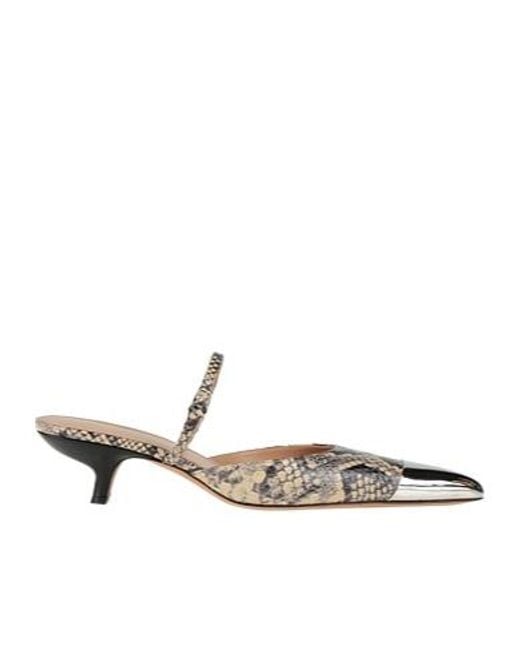 Sportmax White Snake-Patterned Pointed Mules