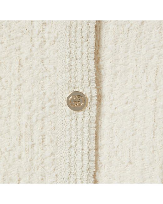 Gucci Natural Button-Up Knit Cardigan