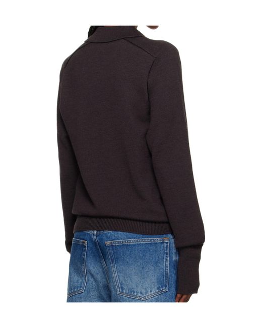 Studio Nicholson Black Sark Knit Polo Shirt for men