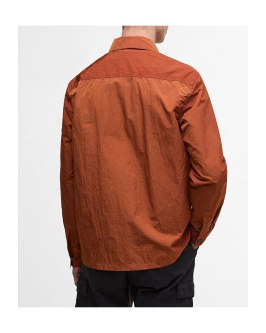 Barbour Brown Inline Zip-Through Overshirt for men