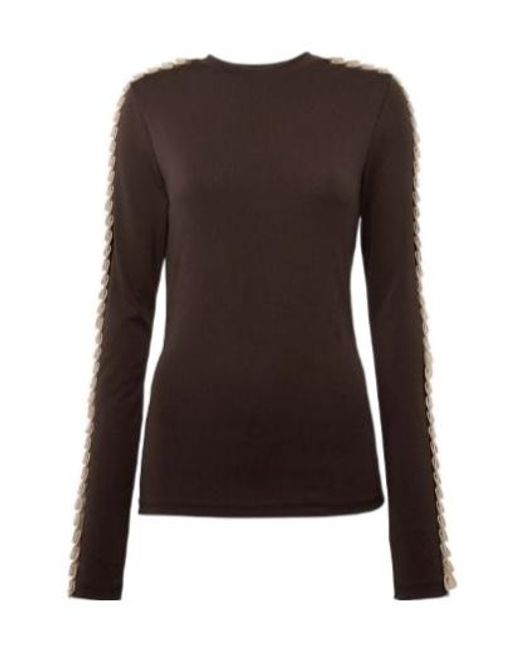 J.W. Anderson Brown Pleated-Trim Long-Sleeve Top