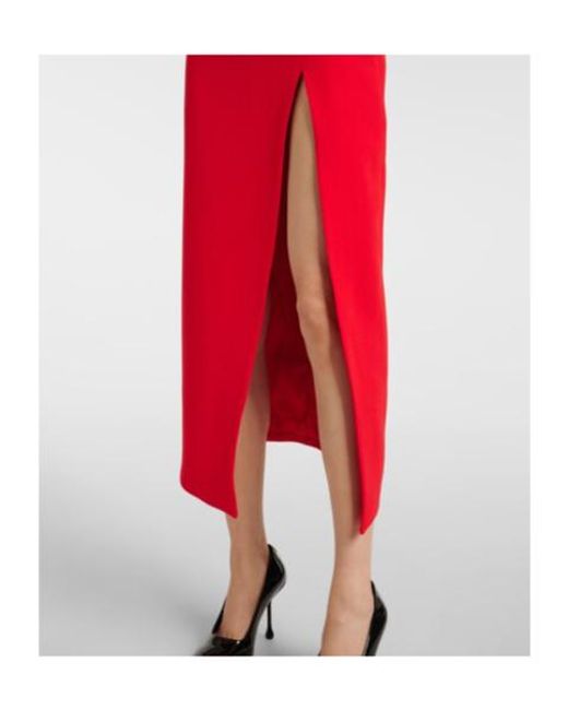 David Koma Red Feather-Trimmed Midi Dress