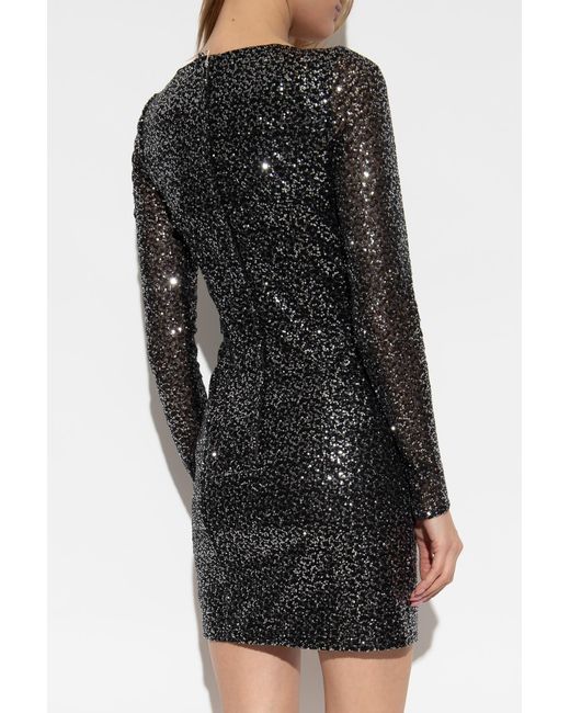 Dolce & Gabbana Black Sequinned Sweatheart Neck Mini Dress