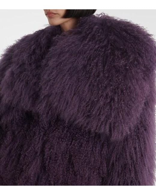 The Attico Purple Fluffy Fur Coat