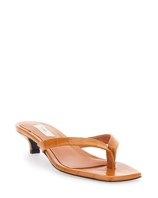 Totême Brown Embossed Heeled Sandals