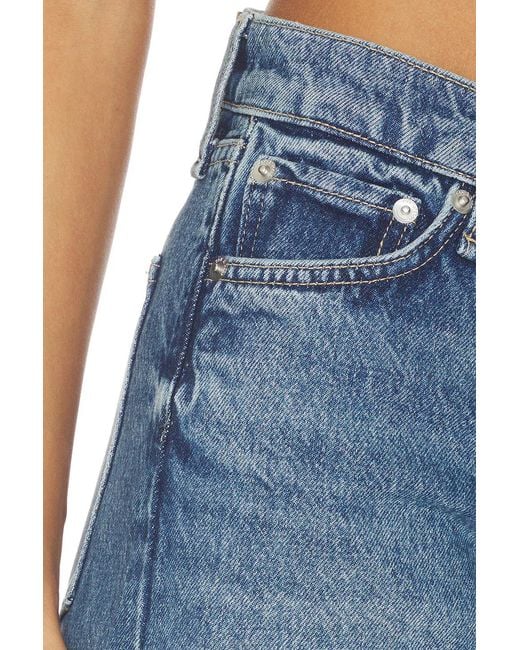 Rag & Bone Blue Frayed Denim Shorts