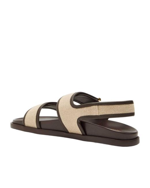 Tod's Brown Canvas Round-Toe Sandals