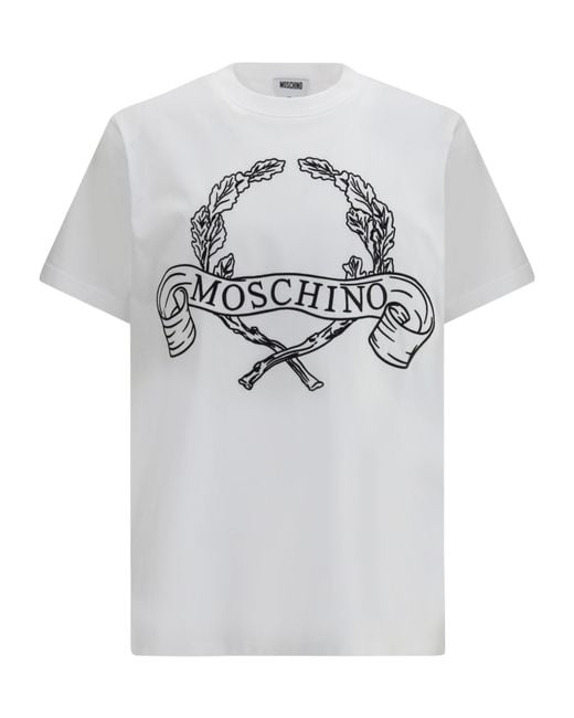 Moschino Gray Logo Print Short Sleeve T-Shirt for men