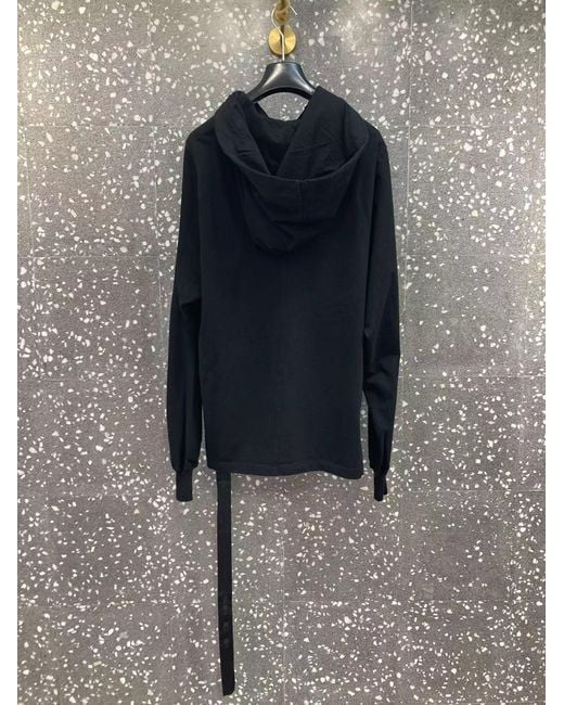 Rick Owens Black Jumbo Cut-Out Cotton Hoodie for men
