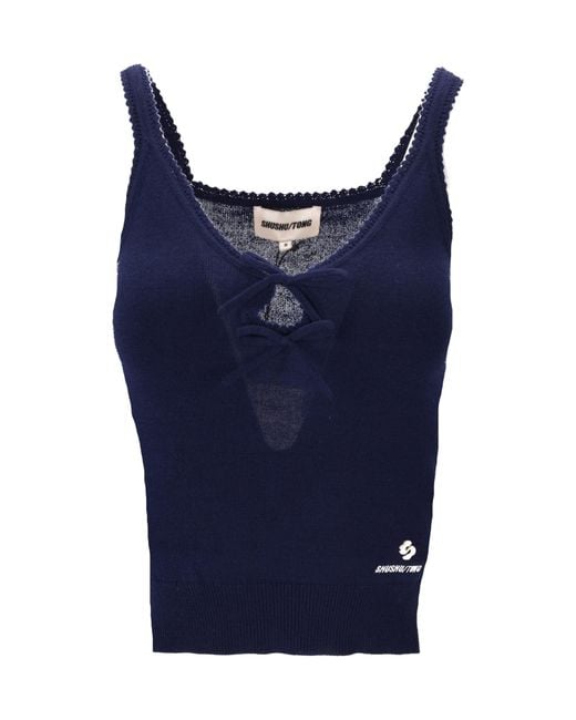 ShuShu/Tong Blue Sleeveless Knitted Tank Top
