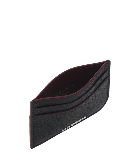 McQueen Black Sling Logo Plaque Card Holder for men