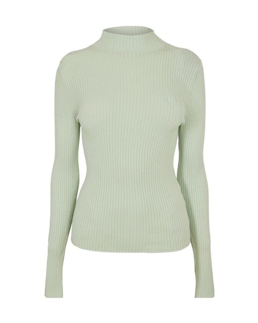 Boss Green Mock-Neck Ribbed Knit Top