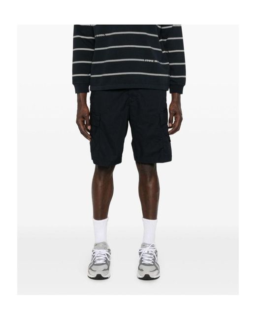 Stone Island Black Cargo Bermuda Shorts for men